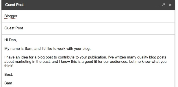 Blogger outreach email template