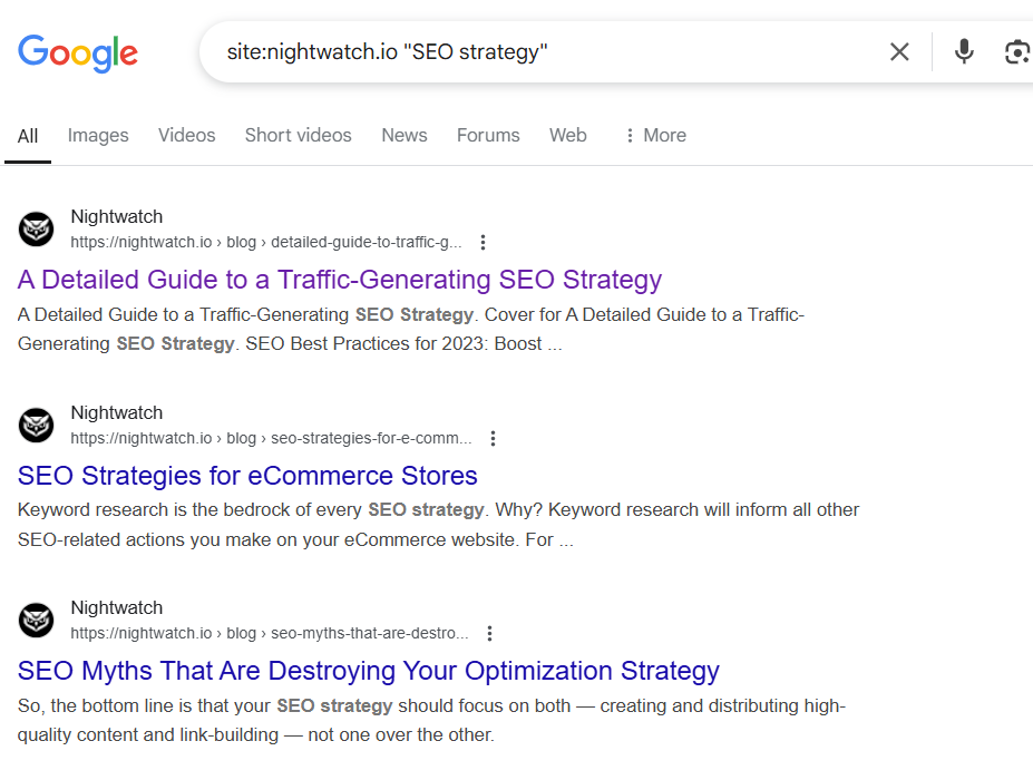google search operator for internal linking