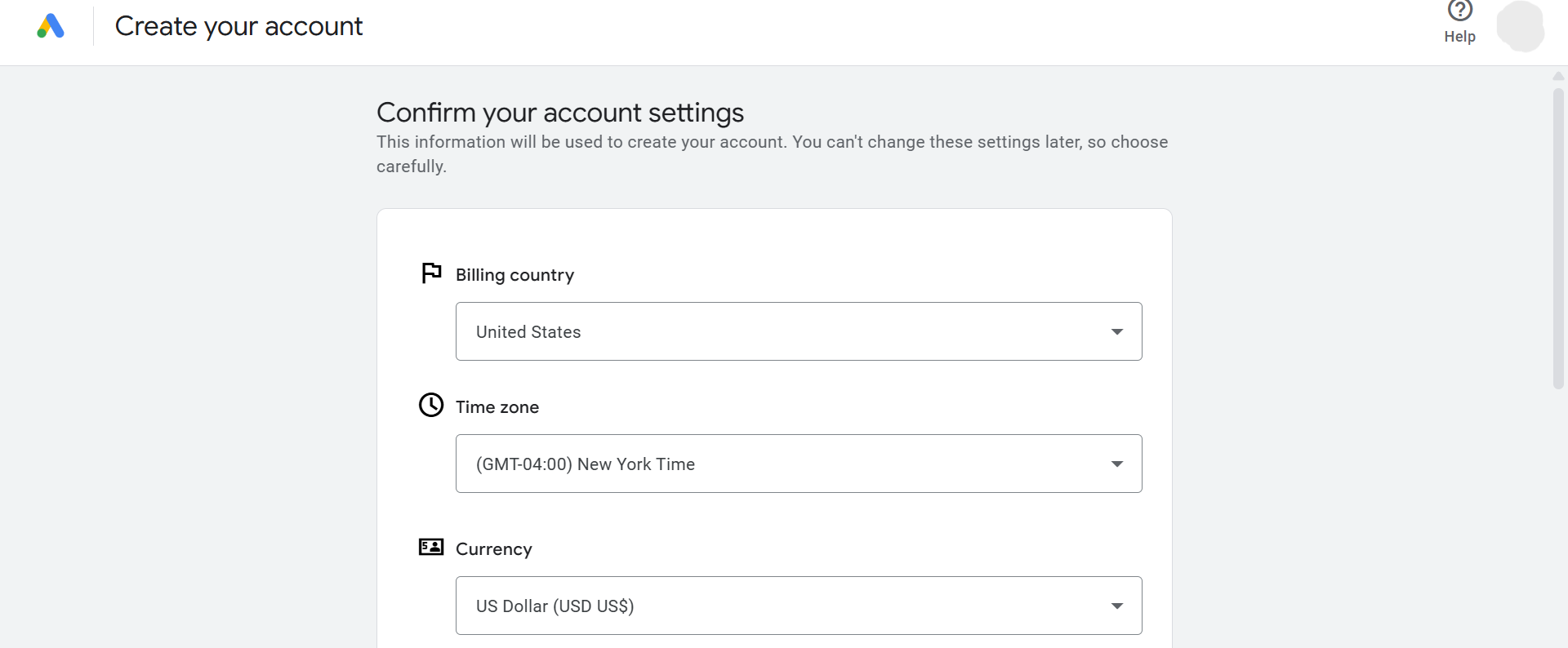 setting up billing information in keyword planner
