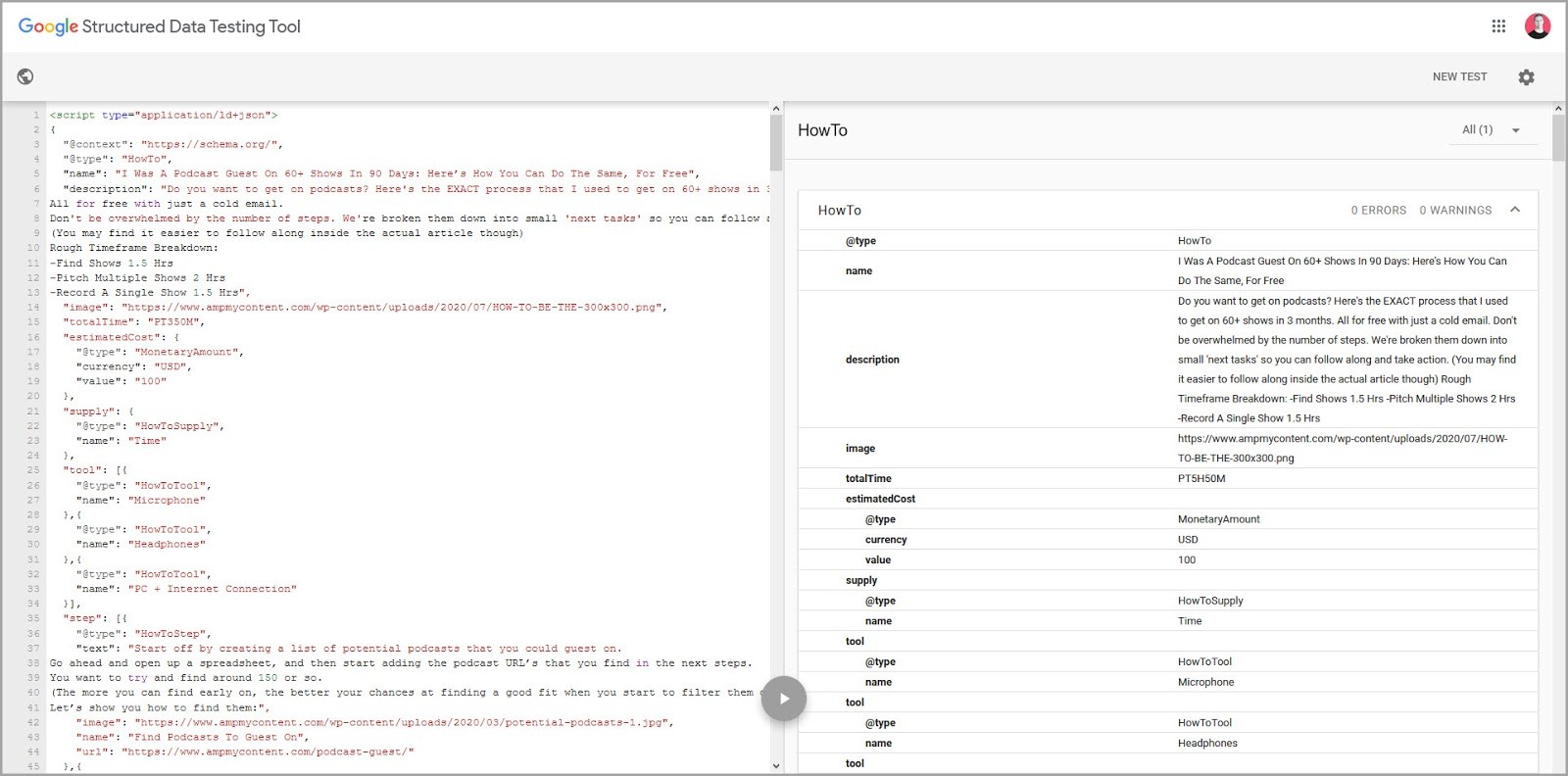 Step create the schema markup